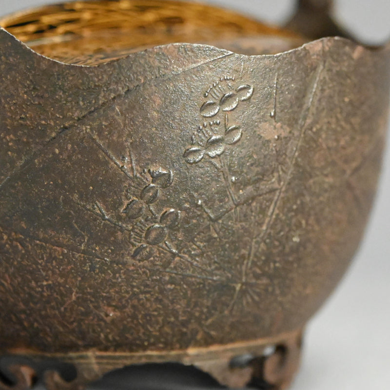 Antique Japanese Iron Choshi Sake Kettle with Silver