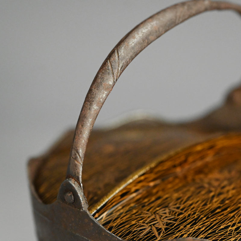 Antique Japanese Iron Choshi Sake Kettle with Silver
