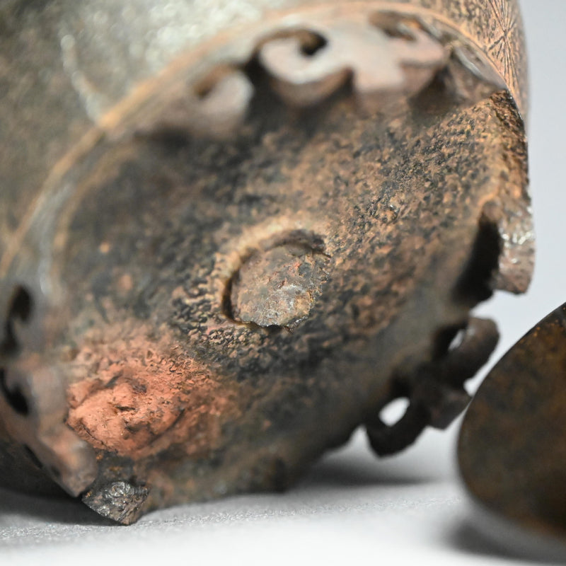 Antique Japanese Iron Choshi Sake Kettle with Silver