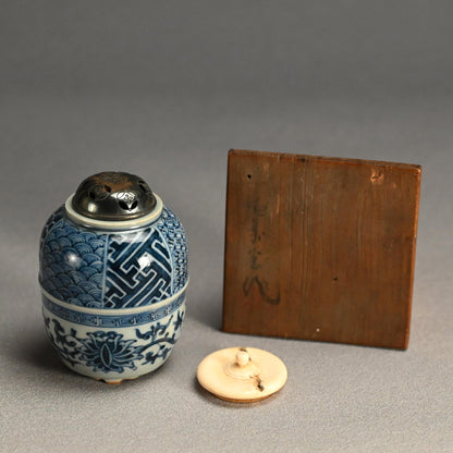 Repurposed Tozan-yaki Porcelain Tea-Caddy/Koro