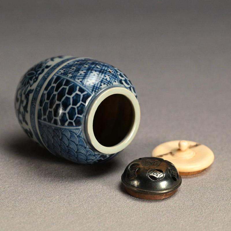 Repurposed Tozan-yaki Porcelain Tea-Caddy/Koro