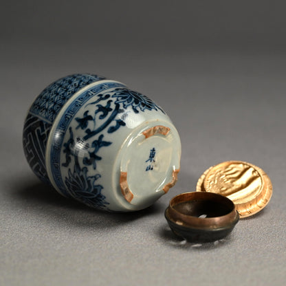 Repurposed Tozan-yaki Porcelain Tea-Caddy/Koro