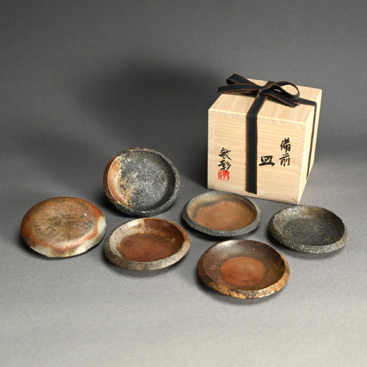 Bizen Yohen 6 pc. Plate Set ー森 敏彰 “備前 皿”