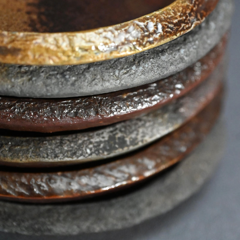 6 pc. Bizen Yohen Plate Set ー森 敏彰 “備前 皿”