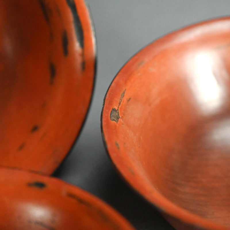 Set 5 Antique Japanese Negoro Lacquer Bowls