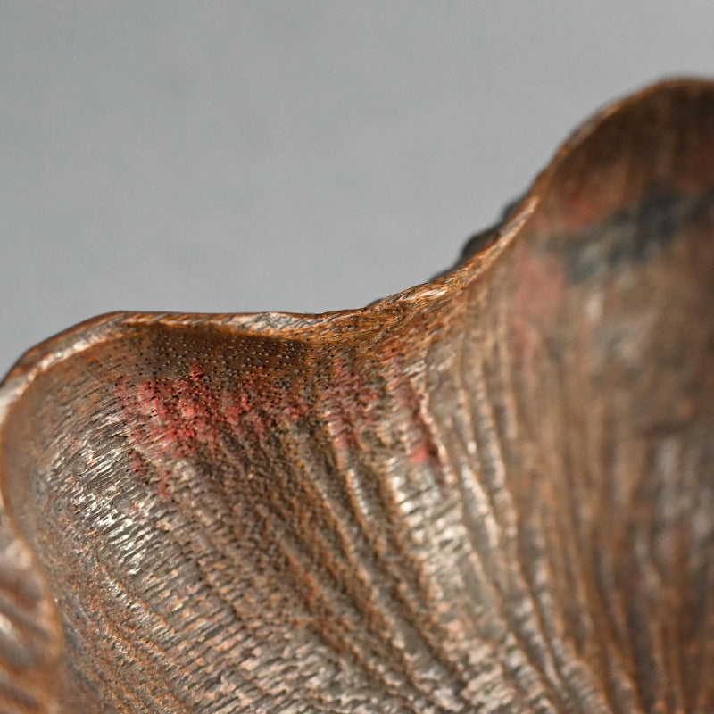 Antique Lotus-leaf-shaped Carved Wood Covered Bowl