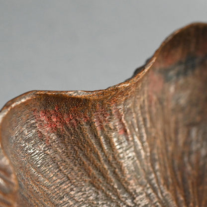 Antique Lotus-leaf-shaped Carved Wood Covered Bowl