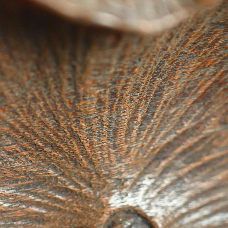 Antique Lotus-leaf-shaped Carved Wood Covered Bowl