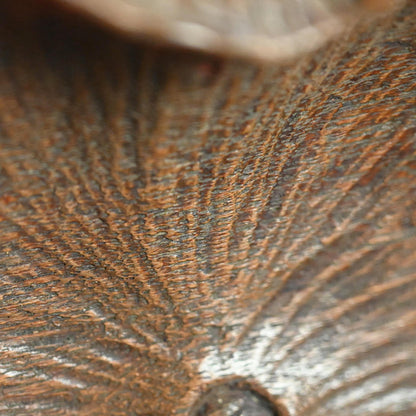 Antique Lotus-leaf-shaped Carved Wood Covered Bowl
