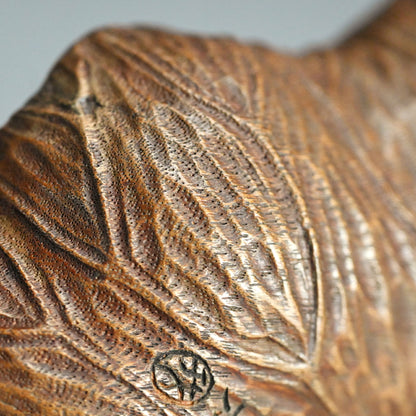 Antique Lotus-leaf-shaped Carved Wood Covered Bowl