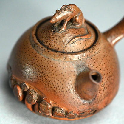 Antique Japanese Bamboo Sencha Teapot and Dish