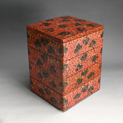 Tsugaru Nuri Antique Japanese Lacquer Jubako Stacking Box Set