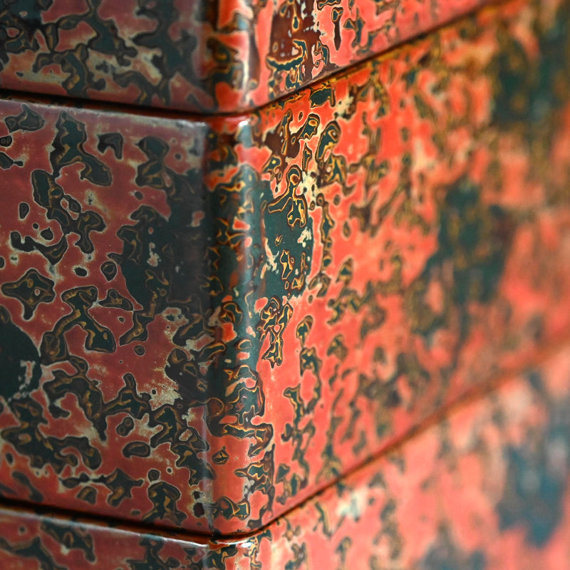 Tsugaru Nuri Antique Japanese Lacquer Jubako Stacking Box Set