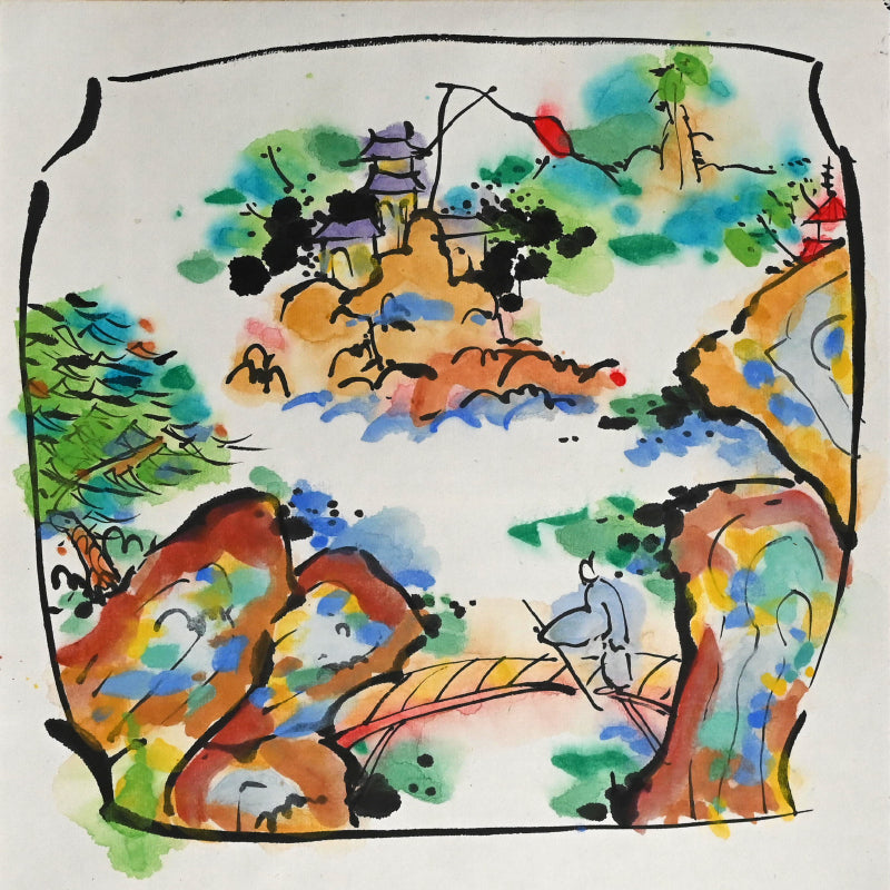 Colorful Ceramic Plate Study Scroll ー重森 陽子