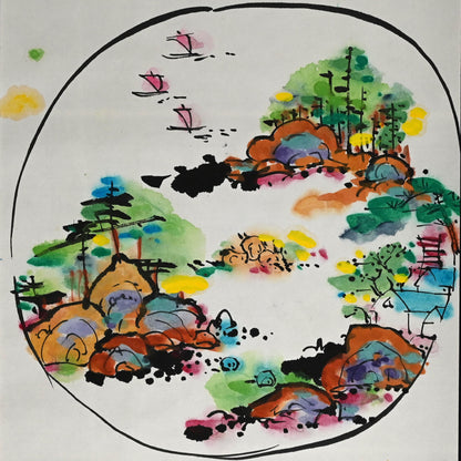 Colorful Ceramic Plate Study Scroll ー重森 陽子