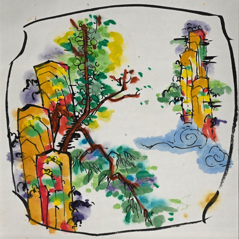 Colorful Ceramic Plate Study Scroll ー重森 陽子
