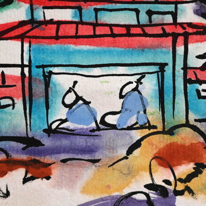 Colorful Ceramic Plate Study Scroll ー重森 陽子