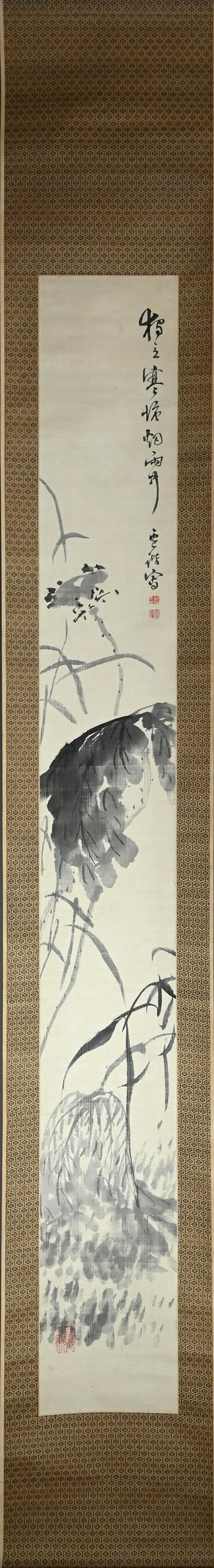 Pair Lotus Paintings by Meiji p. Master ー渡辺 小華