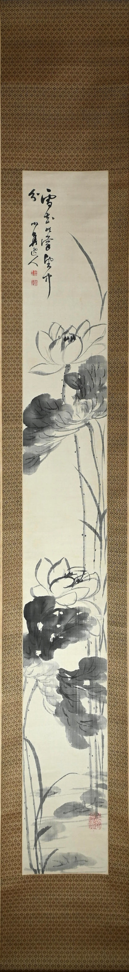 Pair Lotus Paintings by Meiji p. Master ー渡辺 小華
