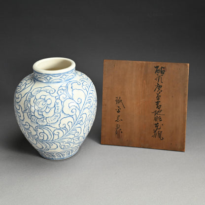 Unusual Antique Japanese Minpei-yaki Pottery Vase