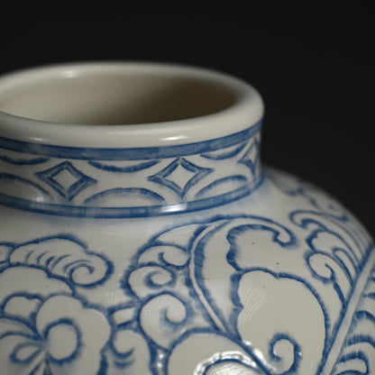 Unusual Antique Japanese Minpei-yaki Pottery Vase