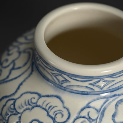 Unusual Antique Japanese Minpei-yaki Pottery Vase