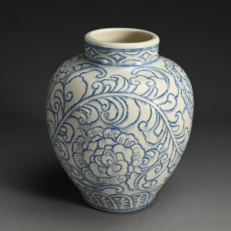 Unusual Antique Japanese Minpei-yaki Pottery Vase