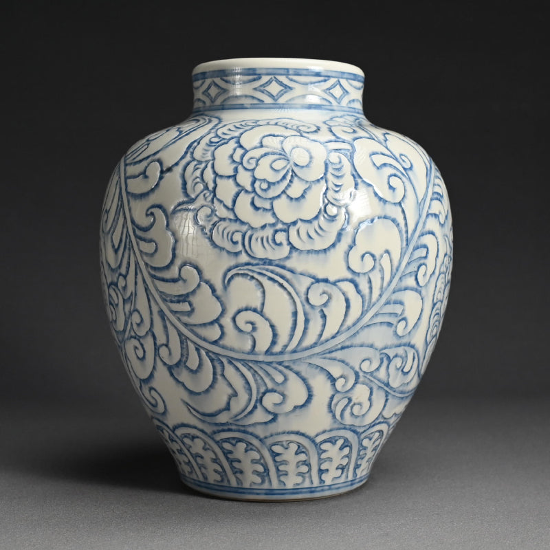 Unusual Antique Japanese Minpei-yaki Pottery Vase