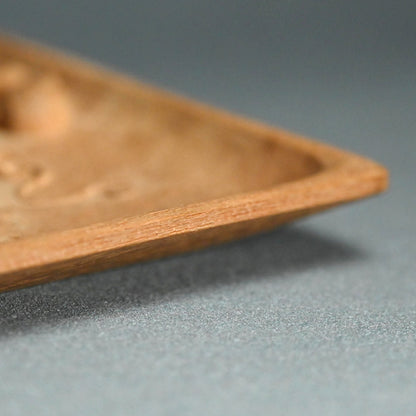 Wood Sencha Tea Tray Carved with Grape Motif