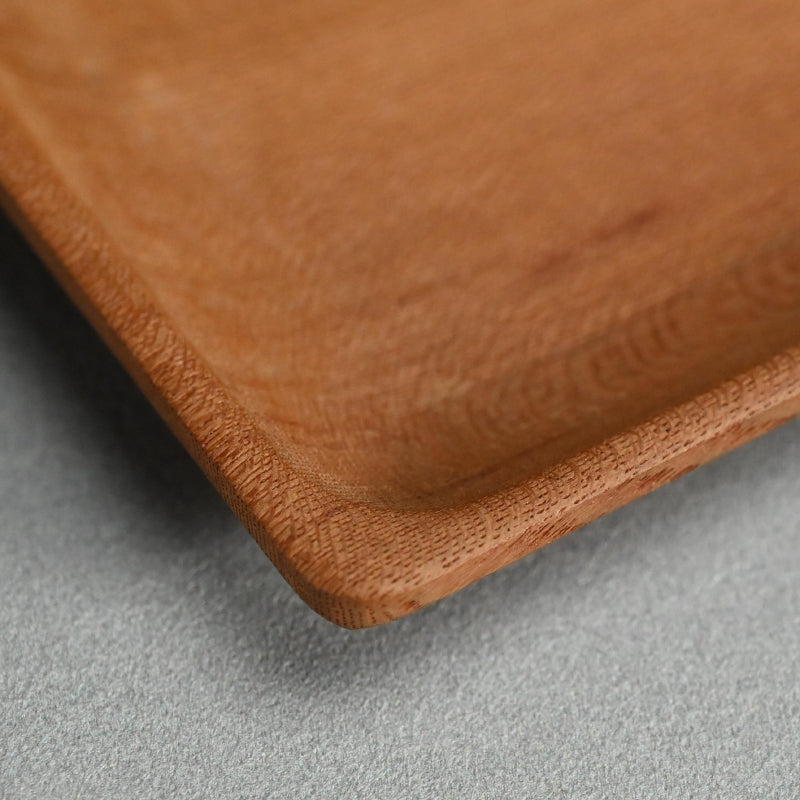 Wood Sencha Tea Tray Carved with Grape Motif