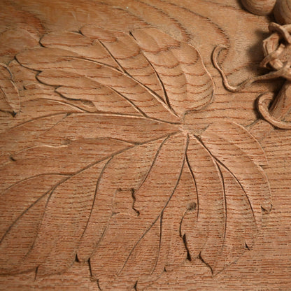 Wood Sencha Tea Tray Carved with Grape Motif