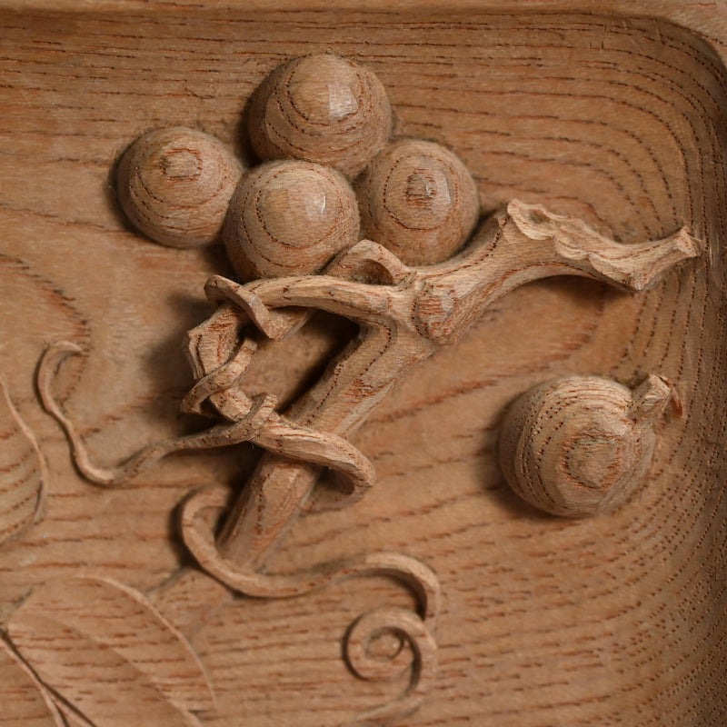 Wood Sencha Tea Tray Carved with Grape Motif