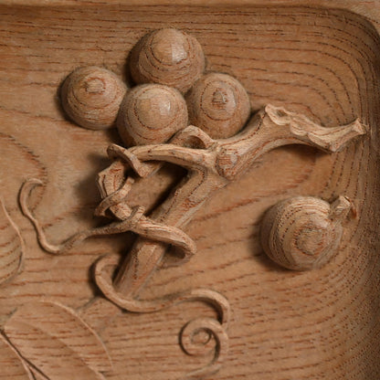 Wood Sencha Tea Tray Carved with Grape Motif