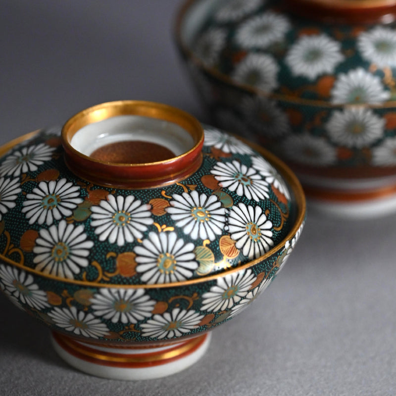 アンティークジャパンクタニペア磁器ボウル