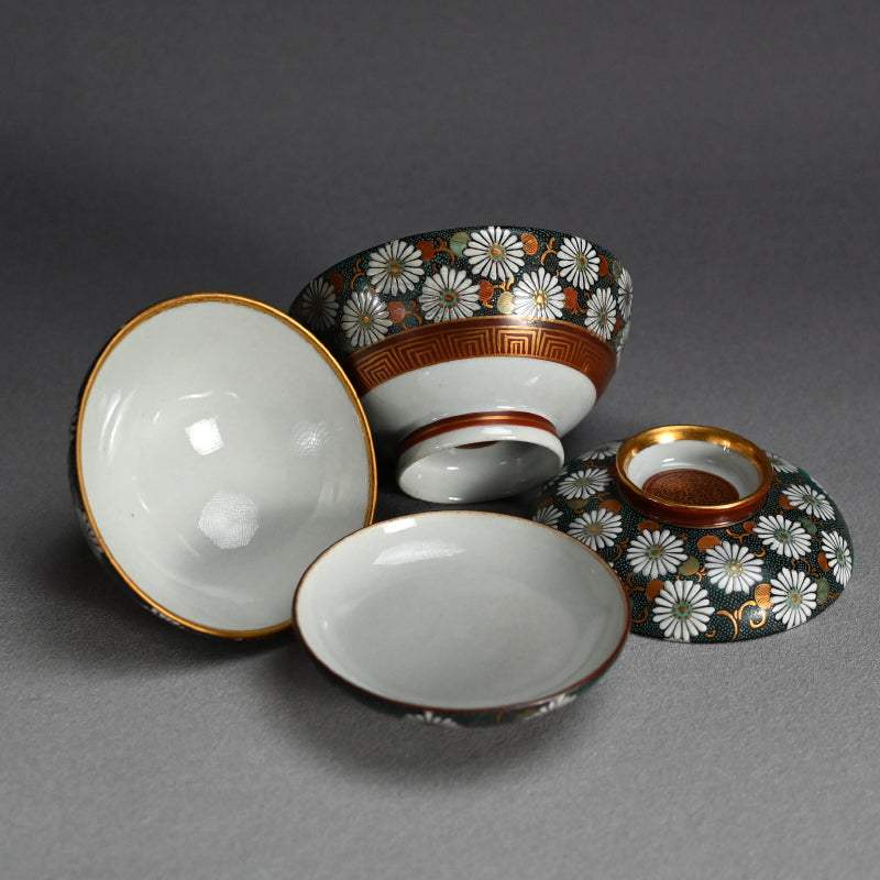 アンティークジャパンクタニペア磁器ボウル