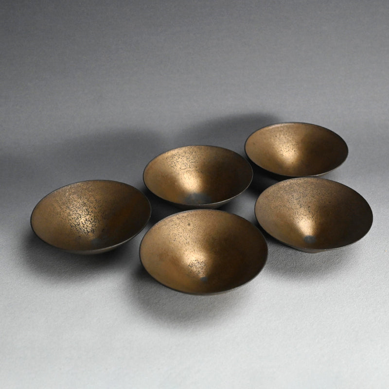 Exquisite 5 pc. Fugen Gold Bowl Set ー松下 広樹 “普賢ゴールド浅鉢揃”