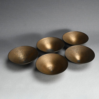 Exquisite 5 pc. Fugen Gold Bowl Set ー松下 広樹 “普賢ゴールド浅鉢揃”