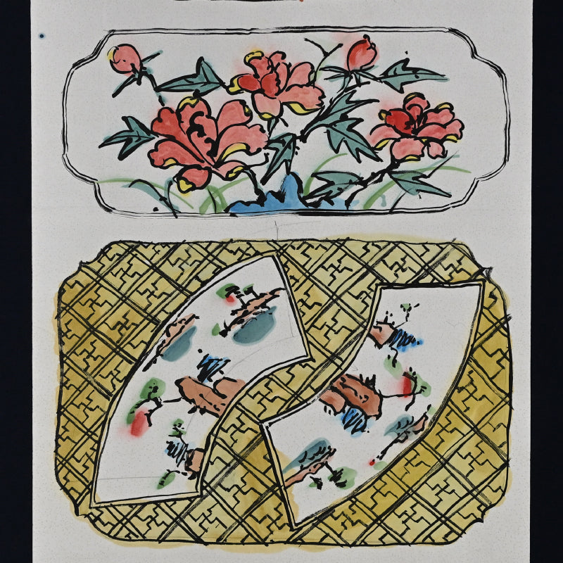 Colorful Ceramic Plate Study Scroll, Sara no Keshiki ー重森 陽子 "皿ノ景色"