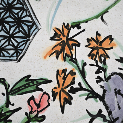 Colorful Ceramic Plate Study Scroll, Sara no Keshiki ー重森 陽子 "皿ノ景色"