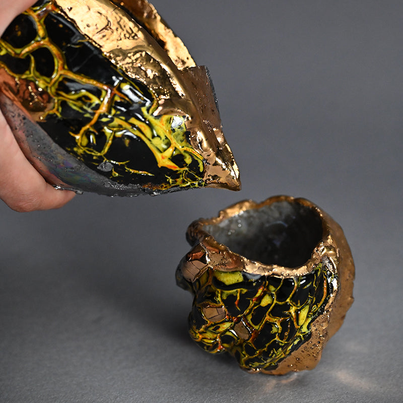 Ma-o Shuki Sake Set ー市川 透 “「魔王」 酒器片口２点セット”