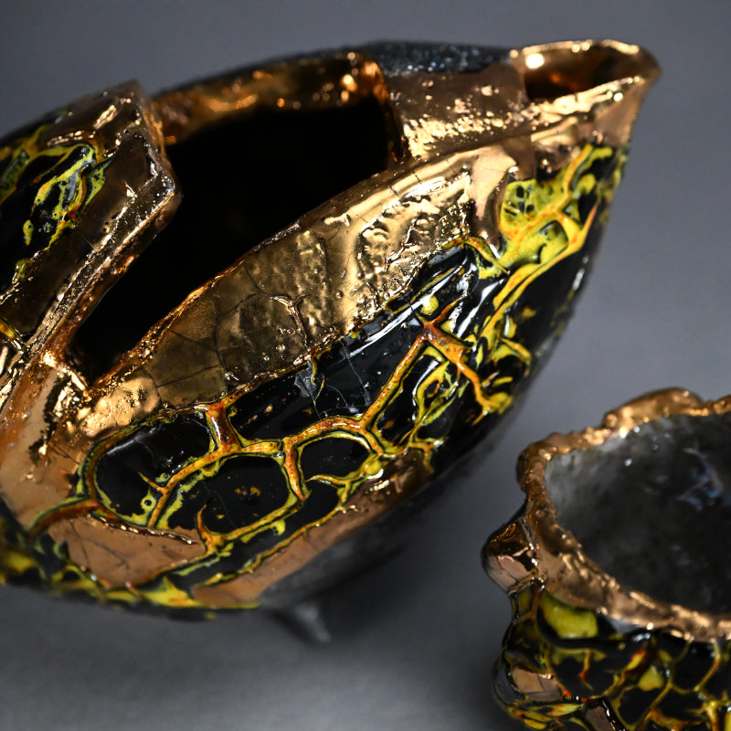 Ma-o Shuki Sake Set ー市川 透 “「魔王」 酒器片口２点セット”