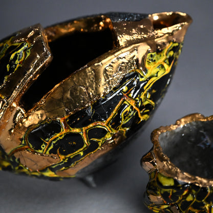 Ma-o Shuki Sake Set ー市川 透 “「魔王」 酒器片口２点セット”