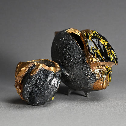 Ma-o Shuki Sake Set ー市川 透 “「魔王」 酒器片口２点セット”