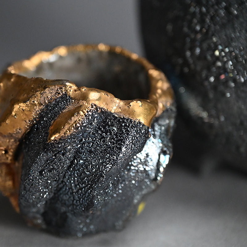 Ma-o Shuki Sake Set ー市川 透 “「魔王」 酒器片口２点セット”