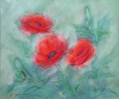 Red Poppies, Framed Work ー野村 耕