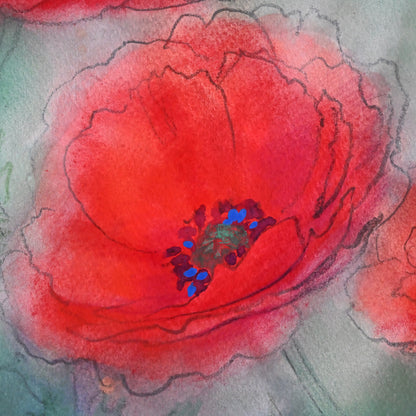 Red Poppies, Framed Work ー野村 耕