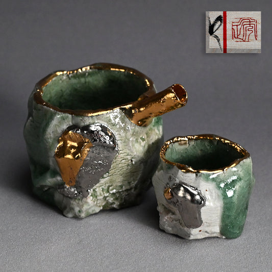 Celadon Shuki Sake Set ー市川 透 “Céladon 酒器片口２点セット”