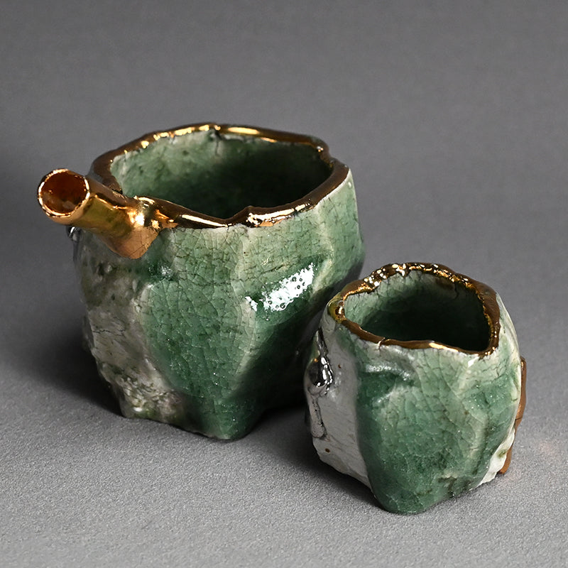 Celadon Shuki Sake Set ー市川 透 “Céladon 酒器片口２点セット”