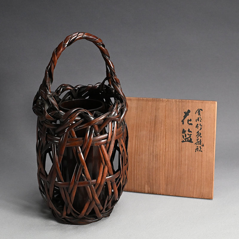 Bamboo Basket ー初代 田辺 竹雲斎 "金明竹瓶形花盛"