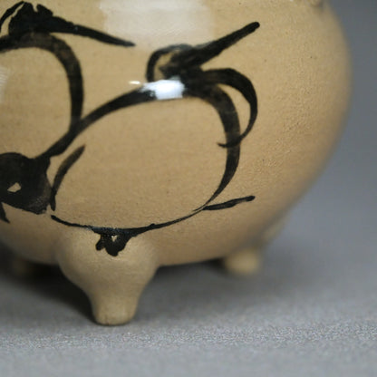 Asahi Yaki Koro with Silver Lid Decorated ー竹内 栖鳳